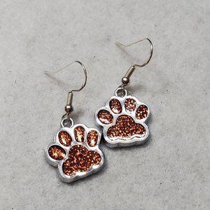 Orange Paw Print Earrings 🐾